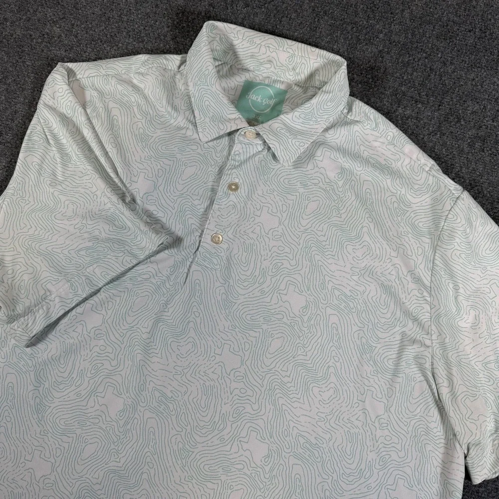 Jack Golf Polo Shirt Mens 3XL White Golf Performance Geometric‎ Stretch